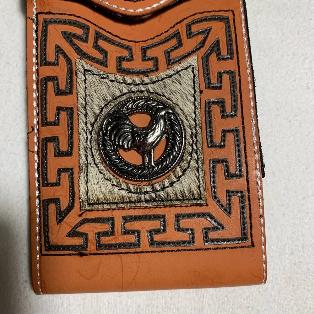 WESTERN LEATHER CELL PHONE CASE,‎ FUNDA VAQUERA DE CUERO COWBOY RODEO PHONE CASE - Picture 2 of 9